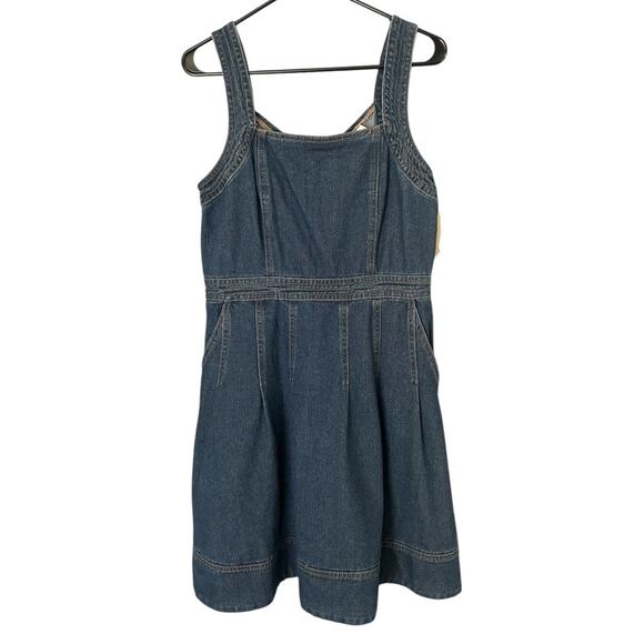 Joie Denim Mini Dress Women's Size 8 Medium Wash A-Line Sleeveless Pockets NEW - Picture 1 of 7